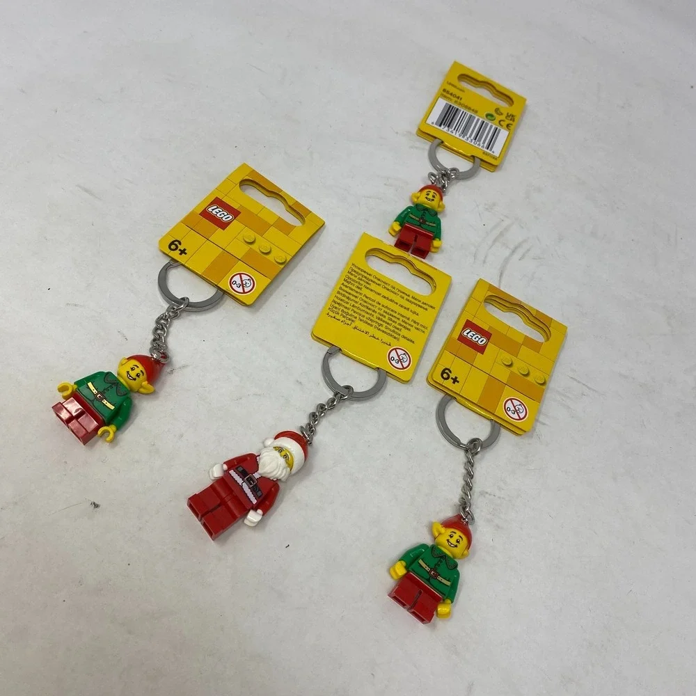 LEGO Minifig Santa Clause and Elf Keychains Christmas Charm -‎ NEW